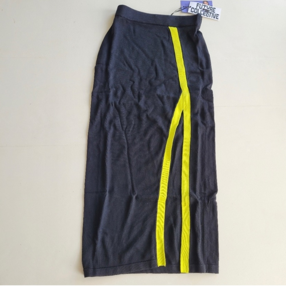NEW! Future Collective High-Waisted Designer Pencil Skirt Black/Neon